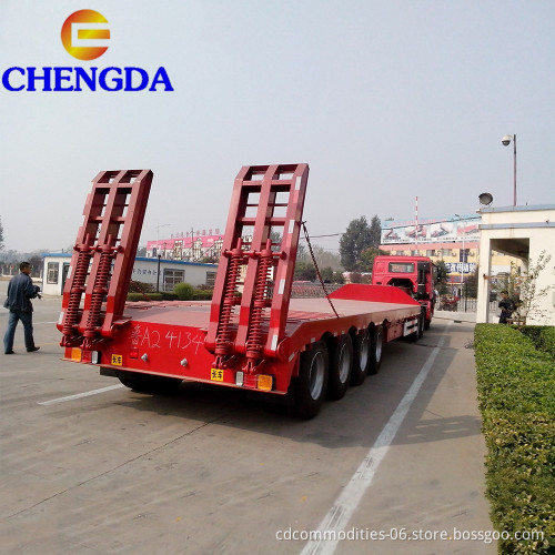 High Quality New 4 Axle 60tons 80 Ton Heavy Duty Low Bed Semi Trailer